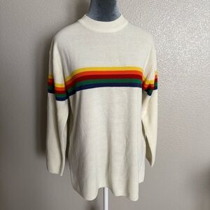 Union Bay Medium Long sleeve White with Rainbow Stripes Vintage Top